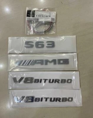 Juego combinado de insignia plateada emblema estrella trasera S63 SEDAN para AMG V8 BITURBO W222 Foto 1 de 3