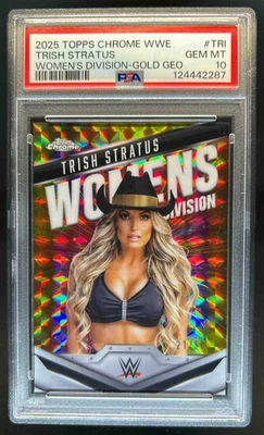 2025 Topps Chrome WWE Trish Stratus Women's Division Gold Geometric #/50 PSA 10 - Image 1 of 2