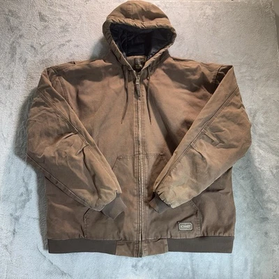 Schmidt Workwear Jacket 3XL Brown Quilt Lined Hooded Duck Canvas Coat - Image 1 of 4