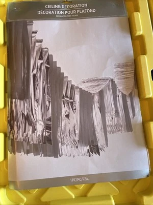 Silver Metallic Foil Ceiling Decoration 10 Ft - Image 1 of 2