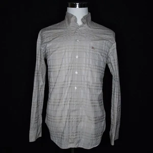 Men's Burberry London Ivory Tan Nova Check Button Up Shirt Sz Medium - Picture 1 of 8