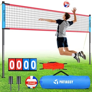 Juego de red de voleibol patio trasero familiar 32 pies portátil fácil configuración ajustable regalo de Navidad - Imagen 1 de 13