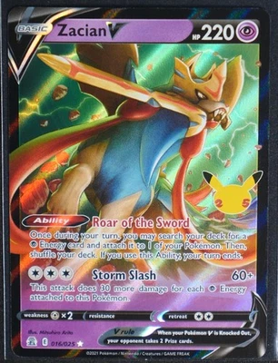 Zacian V Ultra Rare Celebrations 016/025 NM - Image 1 of 2