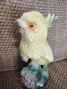 Ceramic Vintage Maddox of California Figural Cockatoo Parrot Figurine Green - Picture 1 of 4