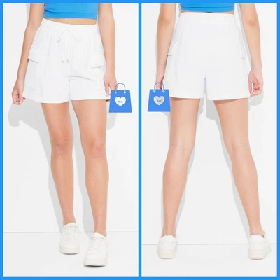 Grande - Shorts de moletom feminino cintura média carga - Wild Fable - Branco - Imagem 1 de 4