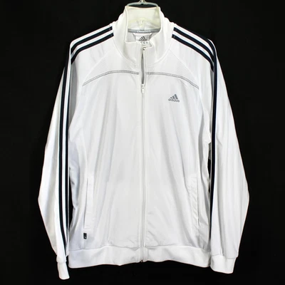 Chaqueta de Pista Adidas Clima 365 Para Hombre Talla L Blanca 3 Rayas Negras Bolsillos con Cremallera Completa Foto 1 de 4