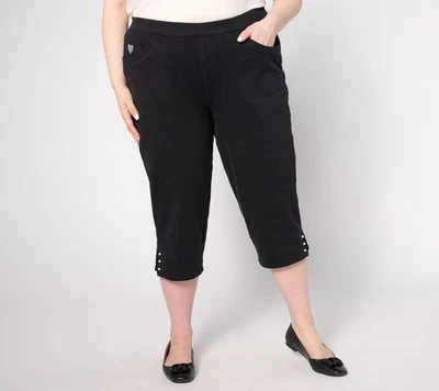 Quacker Factory Women's Pants Sz 5X Tall DreamJeannes Mini Faux Black A636666 - Image 1 of 4