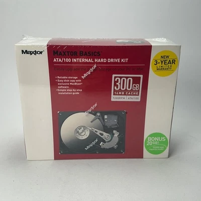 Maxtor basics ATA/100 Internal Hard Drive Kit 300GB 7200RPM New Sealed - Image 1 of 4