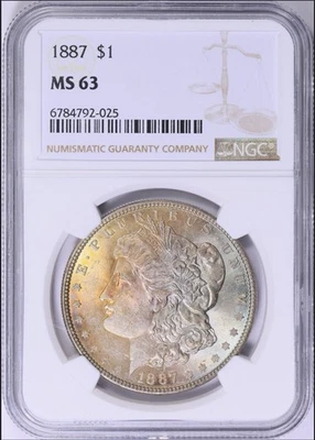 1887-P Morgan Silver Dollar NGC MS 63 Unique Toned Obverse - #0641 - Image 1 of 3