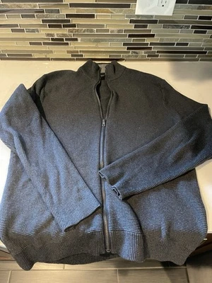 Suéter de sarga con cremallera completa gris oscuro talla grande INC International Concepts para hombre Foto 1 de 4