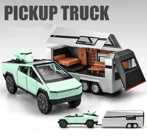 1/32 Tesla Cybertruck Pickup Trailer Alloy Car Model Diecast Toy Truck Model - Picture 1 of 5