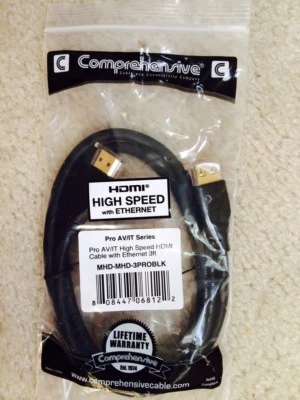 COMPREHENSIVE CABLE HDMI PRO AV/IT SERIES W/ ETHERNET 3 FT MHD-MHD-3PROBLK - Image 1 of 3