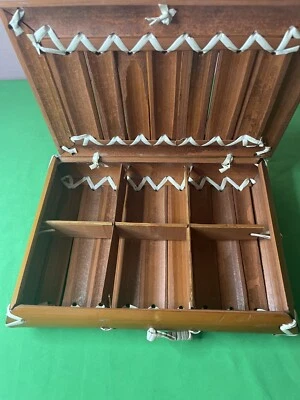 Vintage Handmade Bamboo Reed Compartment Boho Trinket Box      HG11 - Image 1 of 4