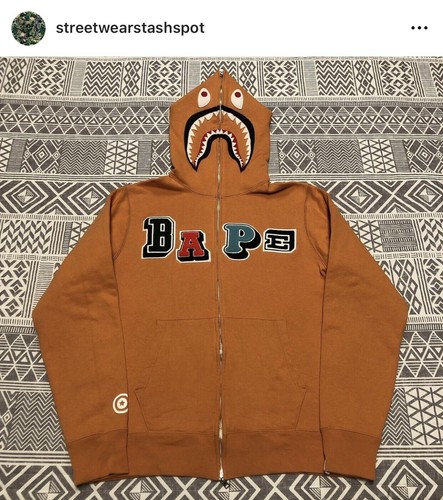 A BATHING APE (BAPE) Felpa con cappuccio e zip intera A Bathing Ape Bape Shark taglia extra large