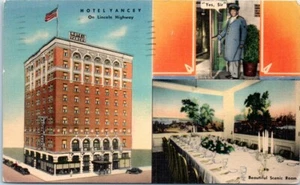 HOTEL YANCEY Lincoln Highway OMAHA, Nebraska NE split view linen - Postcard - Picture 1 of 2