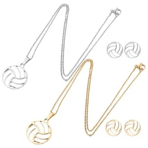 2 ensembles de boucles d'oreilles en forme de volley-ball, collier, ornement, - Picture 1 of 2