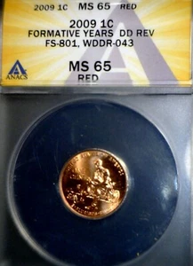 2009 ERROR ANACS MS65 WDDR #043 Lincoln Cent Coin Doubled Die Cherry Pck FS #801 - Bild 1 von 5