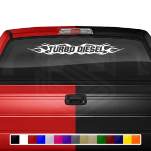 #100 TURBO DIESEL Decal Sticker Windshield Window Vinyl Banner Flame Truck SUV - Picture 1 of 5