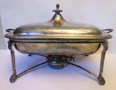 SILVER WALKER & HALL SHEFFIELD 英格兰食物加热器服务器盘爪脚 — 第 1/4 张图片