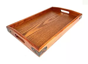 Wooden Serving Tay with Handle Rectangle Butler Tray 16.5 x 10.75 inch S-1608 - Picture 1 of 6