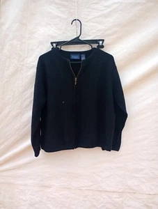 Crazy Horse Womens Hooded Sweater Full Zip Cardigan Trim Lambs Wool L - Picture 1 of 6