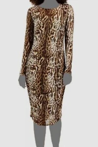$79 Inc International Concepts Women's Brown Leopard-Print Mesh Dress Size S - Picture 1 of 3