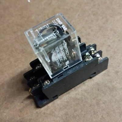 ZING EAR Relais 220V AC 2 RT 10A /240Vac + Son SUPPORT Rail Din ZLY2 S DepG10h2m