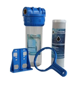 Wasserfilter Gehäuse 10 Zoll 1/2" KOHLE BLOCK Vor Filter Hauswasser Trinkwasser - Bild 1 von 7