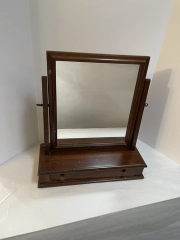 Vintage Kling Table Top Vanity Mirror Tilt Stand With Drawer 22 x 21 x 7 1/2 Cover