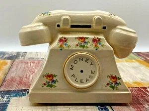 Arthur Wood telephone money box vintage antique porcelain/china & stopper - Picture 1 of 12