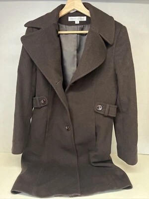 Abrigo chaquetón para mujer Larry Levine Design marrón lana de cordero y cachemir talla 10 de colección Foto 1 de 4