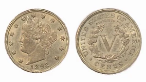 1892 LIBERTY V NICKEL 5c CENTS - Picture 1 of 3