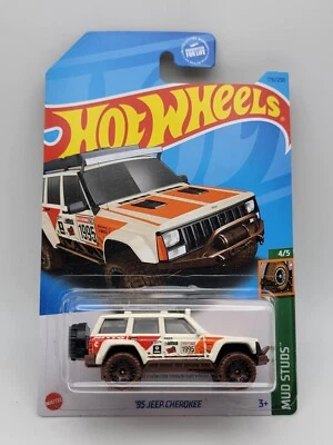 2023 Hot Wheels '95 Jeep Cherokee белый *ОХОТА ЗА СОКРОВИЩАМИ* грязевые шпильки - Изображение 1 из 4
