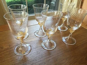Six Salviati Venetian Blown glass Gold Wine Goblets - Picture 1 of 6
