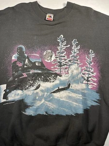 Vintage 1994 Snowmobile Print Sweatshirt FOTL USA Streetwear Hip Hop Skater - Picture 1 of 10