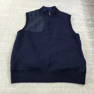 Orvis Vest Mens Medium Hybrid Wool Fleece Quarter Zip Hunting Navy Sweater - Picture 1 of 10