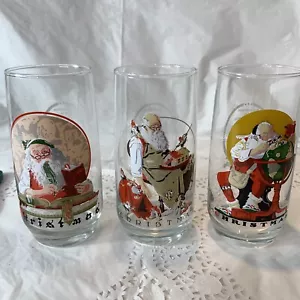 Vintage Norman Rockwell Coca-Cola Christmas Santa Claus Drinking Glasses - Picture 1 of 25