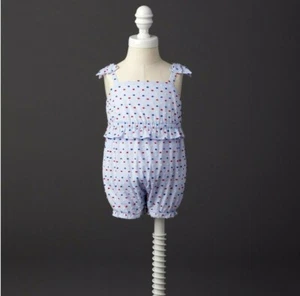 NWT Janie & Jack Fourth 4th of July 6 12 18 24 M Dot 1 PIECE ROMPER Blue Red - Picture 1 of 3