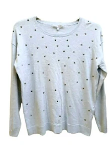 red herring t shirt uk 14 blue knit silver star-studded crew neck long sleeve - Picture 1 of 10