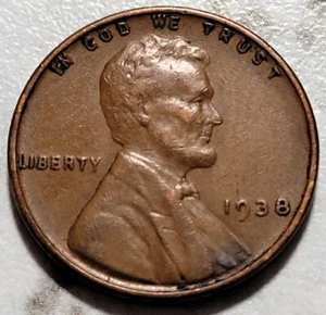 1938 P Philadelphia USA Lincoln Wheat Penny kostenloser Versand BIN118 - Bild 1 von 2