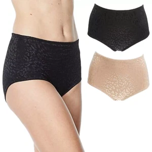 Rhonda Shear 2-pack Jacquard Smoothing Brief, BGEBLK, 2X - Picture 1 of 1
