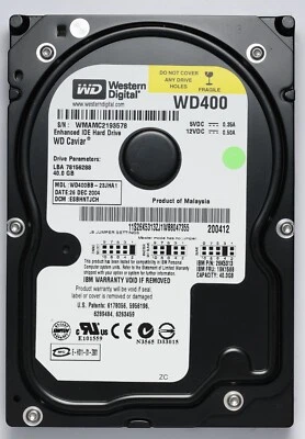 WD Caviar 40GB IDE Desktop Hard Drive Model WD400BB-23JHA1 P/N WD400BB-23JHA1 - Image 1 of 2
