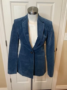 Blazer Theory Azul Grueso Pana Muesca Cuello Ballena, Talla 0 0 - Imagen 1 de 6