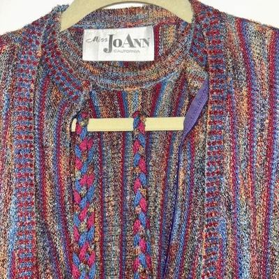 Vestido tejido multicolor Miss Jo Ann California años 60 70 de colección con cinturón chaqueta WOW Foto 1 de 4