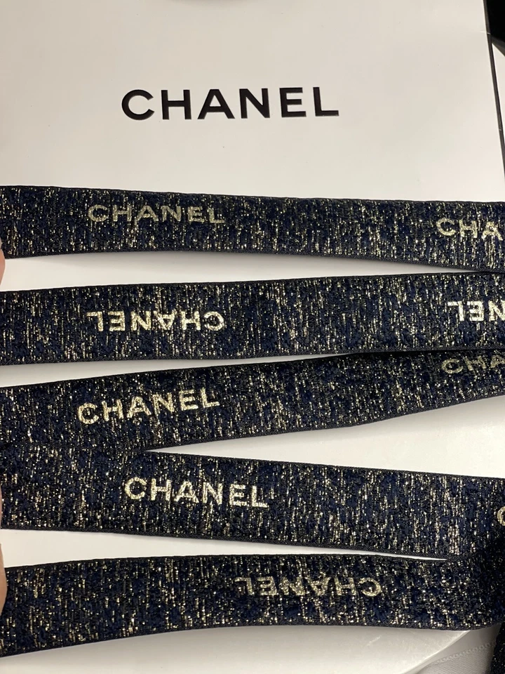 2 Yards of Chanel LE Navy-Gold Holiday Gift Wrap Ribbon 100% New & Authentic - Image 1 of 1