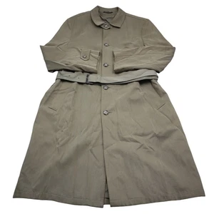 Calvin Klein Mens Trench Coat 44L Brown Belted Long Sleeve Button Tab Cuffs - Picture 1 of 17
