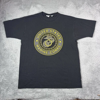 Vintage M.J. Soffe United States Marine Corps USMC Black Graphic T-Shirt Size L - Image 1 of 4