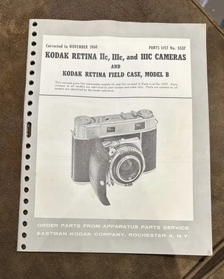 1060 Parts List No. 5537 For Kodak Retina IIc, IIIc, and IIIc Cameras - Image 1 of 2