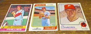 3) Jim Lonborg baseball cards 1973 #3 1974 #342 1976 #271 Topps - Phil. Phillies - Picture 1 of 2