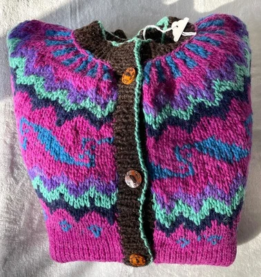 ¡NUEVO! Cárdigan de lana voluminosa, hecho a mano en Ecuador - L Foto 1 de 4